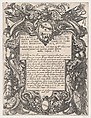 Frontispiece to the series 'The First Twelve Roman Caesars' with the Coat of Arms of Jacopo Bosio, Antonio Tempesta Italian, Etching; first state of two (Bartsch)