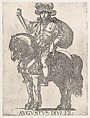 Plate 2: Emperor Augustus on Horseback, from 'the First Twelve Roman Caesars', Antonio Tempesta Italian, Etching; first state of two (Bartsch)