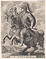 Plate 4: Emperor Gaius on Horseback, from 'The First Twelve Roman Caesars', after Tempesta, Matthäus Merian the Elder  Swiss, Etching and engraving