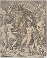 Venus and Mars with Cupid and the Three Graces, Master HCB (active Rome, 1565), Engraving