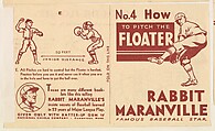 No. 4, How to Pitch the Floater, National Chicle Gum Company, Cambridge, Massachusetts, Commercial Lithograph