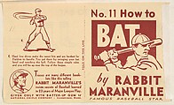 No. 11, How to Bat, National Chicle Gum Company, Cambridge, Massachusetts, Commercial Lithograph