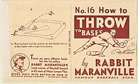 No. 16, How to Throw to Bases, National Chicle Gum Company, Cambridge, Massachusetts, Commercial Lithograph