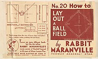 No. 20, How to Lay Out a Ball Field, National Chicle Gum Company, Cambridge, Massachusetts, Commercial Lithograph