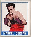 Marcel Cerdan, from the Knock-Out Bubble Gum series (R401-5), issued by Leaf Gum Company, Leaf Gum, Co., Chicago, Illinois American, Commercial Chromolithograph