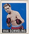 Max Schmeling, from the Knock-Out Bubble Gum series (R401-5), issued by Leaf Gum Company, Leaf Gum, Co., Chicago, Illinois American, Commercial Chromolithograph