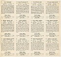 Uncut sheet (verso) from the Play Ball, Sports Hall of Fame series (R336) including "Eddie" Miller, Max West, "Bucky" Walters,"Duke" Derringer, "Buck" McCormick, Carl Hubbell, "The Horse" Danning, "Mel" Ott, "Pinky" May, "Arky" Vaughan, Debs Garms, "Jimmy" Brown, Gum, Inc., Commercial lithograph