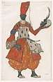 Costume Design for a Eunuch in Scheherazade, Léon Bakst  Russian, born present day Belarus, Gouache and graphite, heightened with gold paint