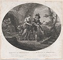 Ferdinand and Miranda (Shakespeare, The Tempest, Act 3, Scene 1), Peltro William Tomkins British, Stipple engraving and etching