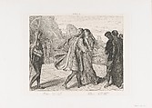 "O my fair warrior!": plate 5 from Othello (Act 2, Scene 1), Théodore Chassériau  French, Etching, engraving, roulette, and drypoint on chine collé; second edition (Gazette des Beaux-Arts)
