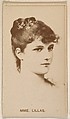 Mme. Lillas, from the Actresses series (N245) issued by Kinney Brothers to promote Sweet Caporal Cigarettes, Kinney Brothers Tobacco Company  American, Albumen photograph
