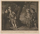 Miss Younge, Mr. Dodd, Mr. Love, and Mr. Waldron, in th Characters of Viola, Sir Andrew Aguecheek, Sir Toby Belch, and Fabian (Shakespeare, Twelfth Night, Act 3, Scene 4), John Raphael Smith  British, Mezzotint; third state of three