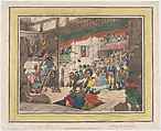 An English Country Performance of Macbeth, J. Wright  British, Aquatint and etching, hand-colored