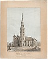 Church of the Pilgrims, Brooklyn, New York, Frances Flora Bond Palmer American, born England, Lithograph with beige and blue tint stones and watercolor