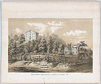 Richmond Seminary, Staten Island, N.Y., Frances Flora Bond Palmer American, born England, Lithograph with beige tint stone and white hand coloring