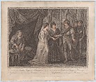 The Conclusion of the Treaty of Troye, Where Henry the V, King of England, Receives the Princess of France in Marriage, William Hamilton  British, Stipple engraving with etching, printed with some color