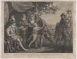 Prince Arthur Giving Welcome to the Archduke of Austria, etc. (Shakespeare, King John, Act 2, Scene 1), John Ogborne  British, Stipple engraving
