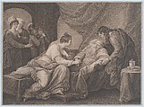 King Lear and Cordelia (Shakespeare, King Lear, Act 4, Scene 7), Francesco Bartolozzi Italian, Stipple engraving, printed in brown ink
