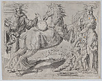 Foolish Knowledge and Foolish Love Trying to Restrain the World, from The Unrestrained World, plate 2, Dirck Volckertsz Coornhert Netherlandish, Etching and Engraving; first state of two (New Hollstein)