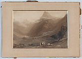Llanberis Lake, North Wales, Samuel Jackson  British, Monochrome watercolor, heightened with white and scratching out