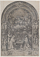 The Coronation of the Virgin with St Lawrence, St Paul, St Peter and St Sixtus, Cornelis Cort Netherlandish, Engraving