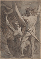 Satan, Sin, and Death: "Death and Sin met by Satan on his Return from Earth", James Barry  Irish, Graphite, brush and brown ink, gray and brown wash heightened with touches of white