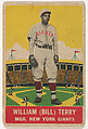 William (Bill) Terry, Manager, New York Giants, DeLong Gum Company, Boston, Massachusetts  American, Commercial color lithograph