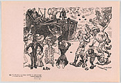 Plate 26: the dictator leaving Mexico on ship 'el piranga', with some figures waving goodbye to 30 years of peace and others throwing rocks, from the portfolio 'Estampas de la revolución Mexicana' (prints of the Mexican Revolution), Alfredo Zalce  Mexican, Linocut