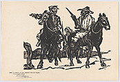 Plate 48: General Alvaro Obregon leader of the Constitutionalists on horse with the Yaqui indians, from the portfolio 'Estampas de la revolución Mexicana' (prints of the Mexican Revolution), Pablo Esteban O'Higgins  American, Linocut