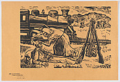 Plate 50: a woman attending to an wounded guerilla, from the portfolio 'Estampas de la revolución Mexicana' (prints of the Mexican Revolution), Alfredo Zalce Mexican, Linocut