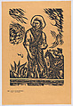 Plate 55: a worker of the Revolution, standing, holding a rifle, from the portfolio 'Estampas de la revolución Mexicana' (prints of the Mexican Revolution), Jesús Escobedo  Mexican, Linocut