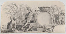 Allegory of America, Philip Tideman Dutch, Brush and gray ink, over graphite, incised for transfer