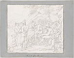 A Group of Roman Bandits with Their Families and Companions after a Robbery, Dietrich Wilhelm Lindau German, Graphite; framing line in pen and gray ink, possibly by the artist