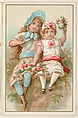 Two girls with flowers, bakery card from the Picture Cards series (D63), issued by the Vienna Model Bakery, Vienna Model Bakery American, Commercial color lithograph