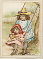 Two girls swinging, bakery card from the Picture Cards series (D63), issued by The R. Ovens Bakery, The R. Ovens Bakery  American, Commercial color lithograph