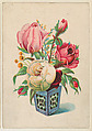 Bouquet of roses, bakery card from the Picture Cards series (D63), issued by the Manhattan Biscuit Company, Manhattan Biscuit Company  American, Commercial color lithograph