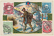 The Mail in Argentine, bakery card from the Stamps and Mail Carriers of All Nations series (D73), issued by the Rochester Baking Company, Rochester Baking Company  American, Commercial color lithograph