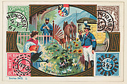 The Mail in Bavaria, bakery card from the Stamps and Mail Carriers of All Nations series (D73), issued by the Rochester Baking Company, Rochester Baking Company  American, Commercial color lithograph
