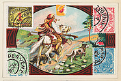 The Mail in Bosnia, bakery card from the Stamps and Mail Carriers of All Nations series (D73), issued by the Rochester Baking Company, Rochester Baking Company  American, Commercial color lithograph