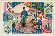 The Mail in Bulgaria, bakery card from the Stamps and Mail Carriers of All Nations series (D73), issued by the Rochester Baking Company, Rochester Baking Company  American, Commercial color lithograph