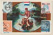 The Mail in Dutch Indies, bakery card from the Stamps and Mail Carriers of All Nations series (D73), issued by the Rochester Baking Company, Rochester Baking Company  American, Commercial color lithograph