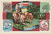 The Mail in German South West Africa, bakery card from the Stamps and Mail Carriers of All Nations series (D73), issued by the Rochester Baking Company, Rochester Baking Company  American, Commercial color lithograph