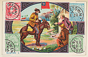 The Mail in , bakery card from the Stamps and Mail Carriers of All Nations series (D73), issued by the Rochester Baking Company, Rochester Baking Company  American, Commercial color lithograph