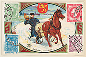 The Mail in Norway, bakery card from the Stamps and Mail Carriers of All Nations series (D73), issued by the Rochester Baking Company, Rochester Baking Company  American, Commercial color lithograph