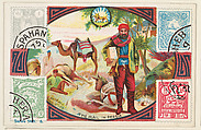 The Mail in Persia, bakery card from the Stamps and Mail Carriers of All Nations series (D73), issued by the Rochester Baking Company, Rochester Baking Company  American, Commercial color lithograph