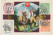 The Mail in Portugal, bakery card from the Stamps and Mail Carriers of All Nations series (D73), issued by the Rochester Baking Company, Rochester Baking Company  American, Commercial color lithograph