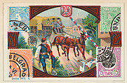 The Mail in Servia, bakery card from the Stamps and Mail Carriers of All Nations series (D73), issued by the Rochester Baking Company, Rochester Baking Company  American, Commercial color lithograph