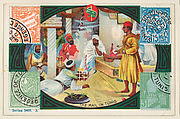 The Mail in Tunis, bakery card from the Stamps and Mail Carriers of All Nations series (D73), issued by the Rochester Baking Company, Rochester Baking Company  American, Commercial color lithograph
