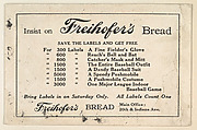 Verso of bakery card from the Stamps and Mail Carriers of All Nations series (D73), issued by the Freihofer Baking Company, Freihofer Baking Company  American, Commercial color lithograph