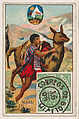 The Mail in Bolivia, bakery card from the Stamps and Mail Carriers of All Nations series (D73), issued by the Rochester Baking Company, Rochester Baking Company  American, Commercial color lithograph